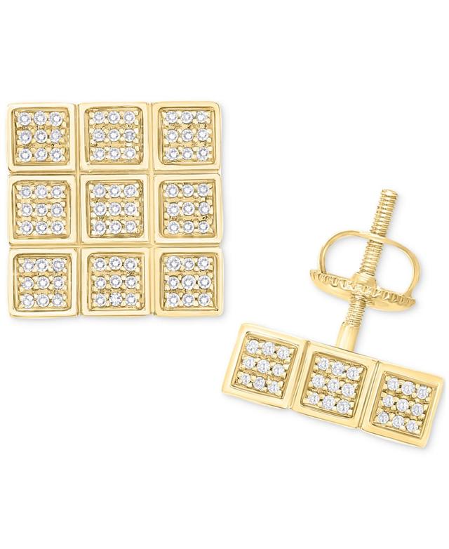 Mens Diamond Square Cluster Stud Earrings (1 ct. t.w.) in 10k Gold Product Image