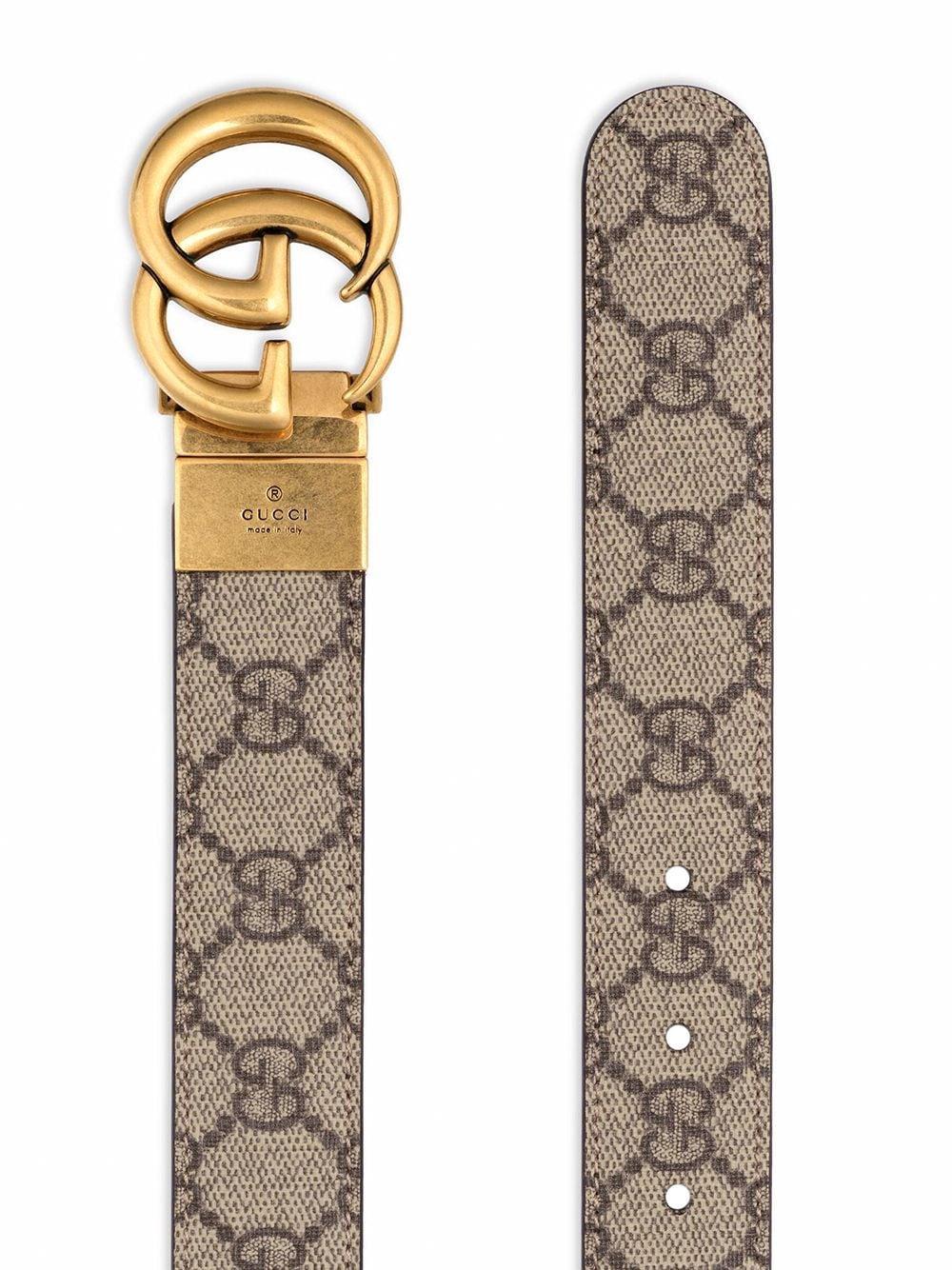 Brown Gg Marmont Leather Belt In Red Product Image