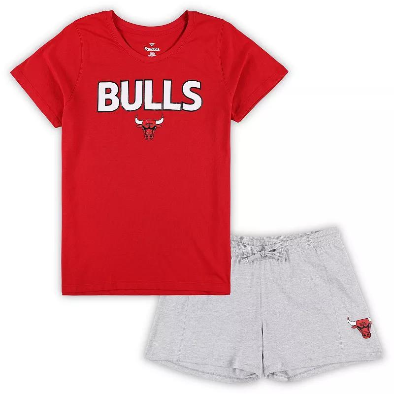 Womens Fanatics Branded /Heather Gray Chicago Bulls Plus Size T-Shirt & Shorts Combo Set Product Image