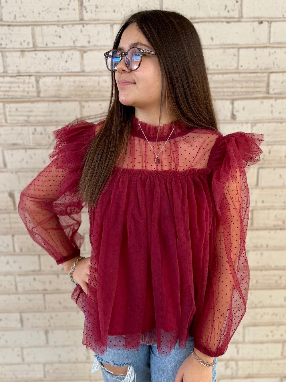 Cranberry Flare Blouse Product Image