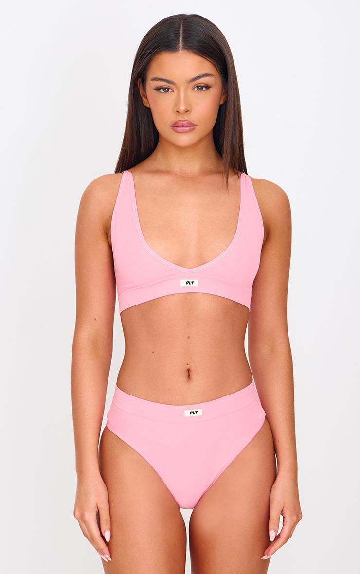 PRETTYLITTLETHING Pink Ribbed Seamless Panties Product Image