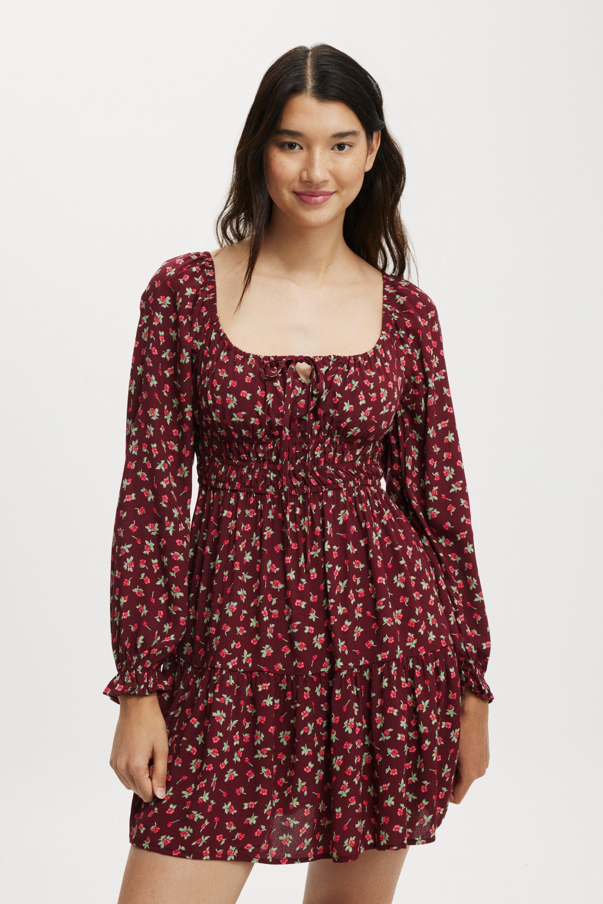 Cotton On Women - Valerie Long Sleeve Mini Dress - Elliot rose cherry Product Image