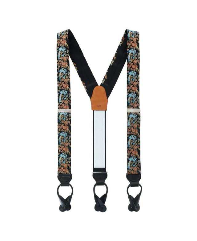 Trafalgar Mens Birds of Prosperity Silk Button End Suspenders Product Image