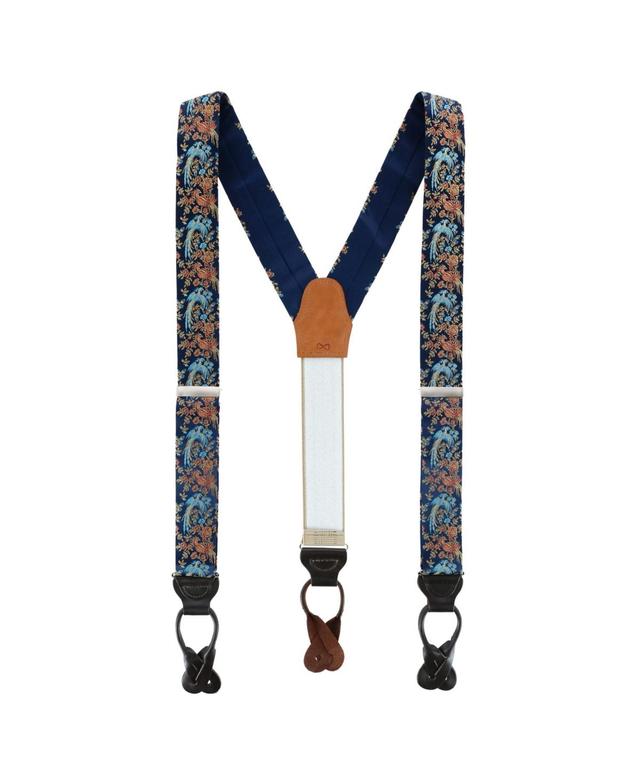 Trafalgar Mens Birds of Prosperity Silk Button End Suspenders Product Image