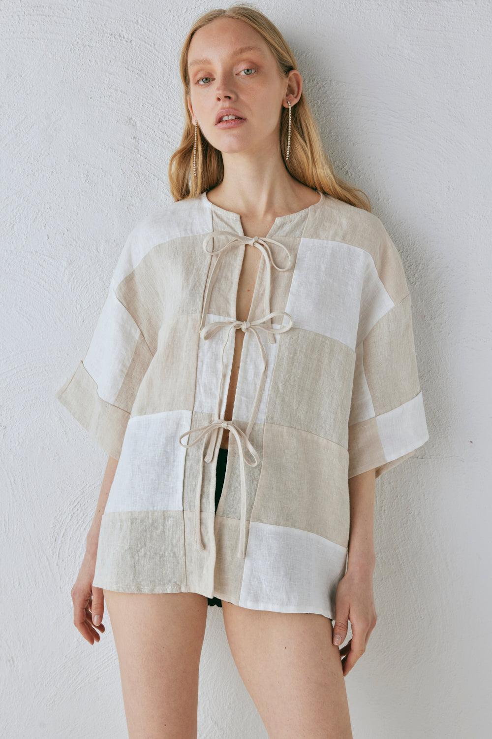 Naomi Linen Smock Top Natural Product Image