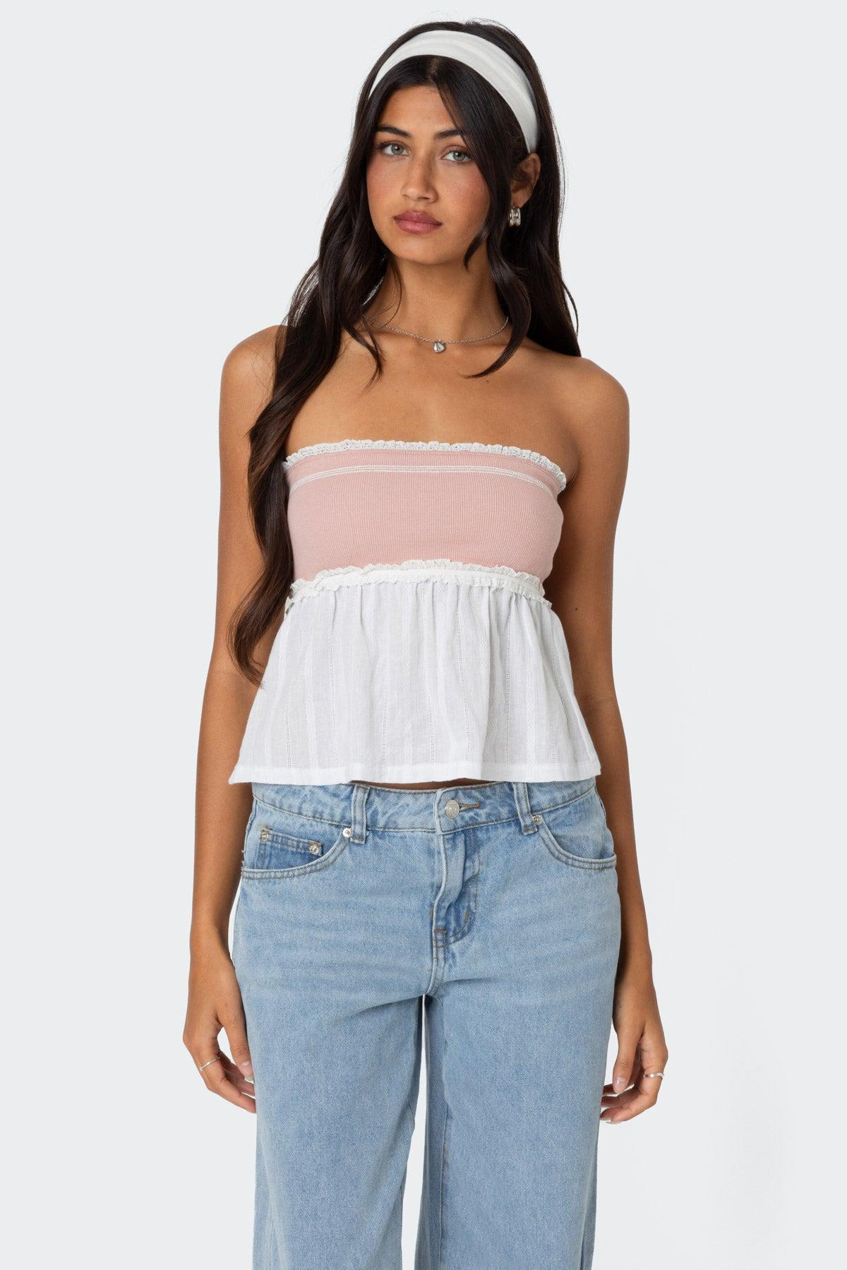 Rena Ribbed Peplum Tube Top Product Image