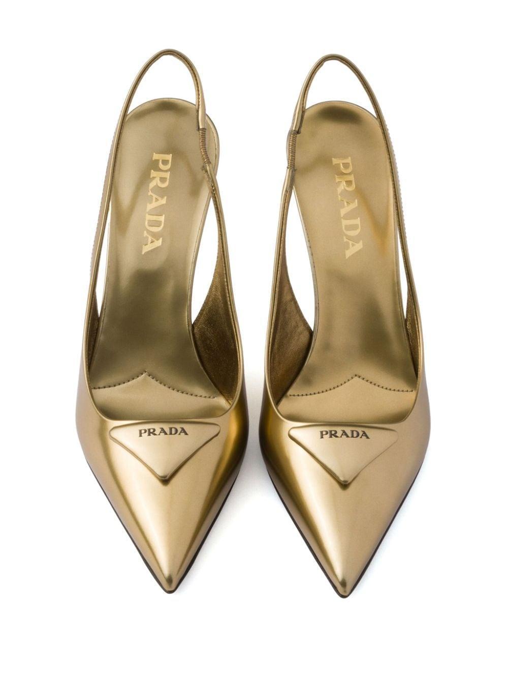 75mm Appliqué-logo Pumps In Gold/silver Product Image