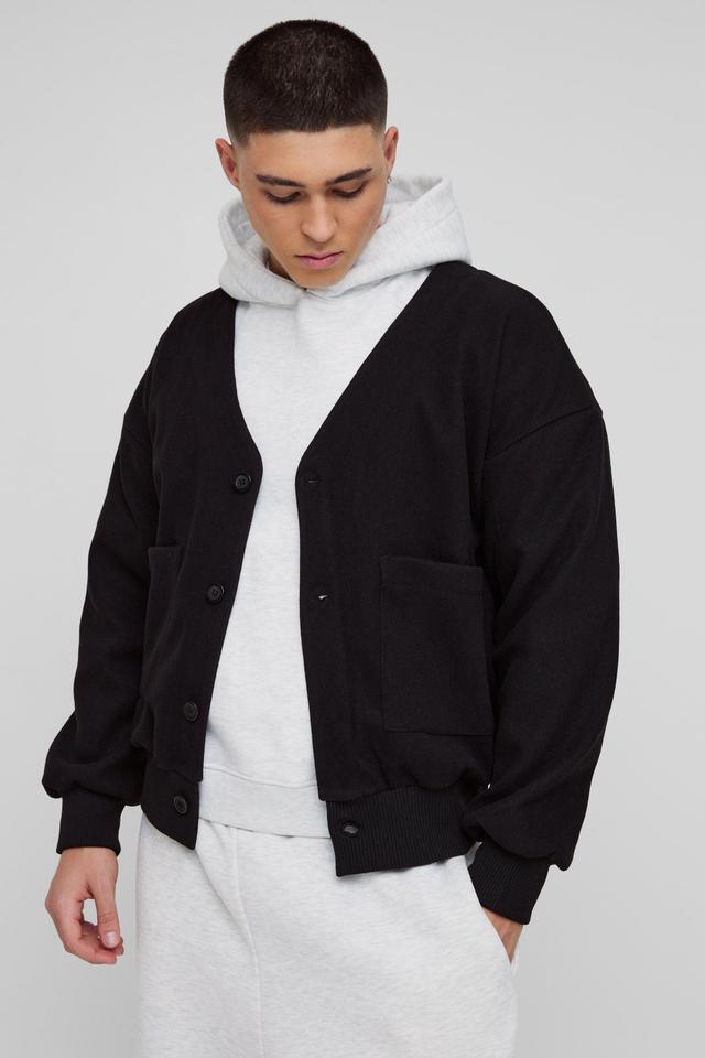 Boxy Open Neck Bomber Jacket | boohooMAN USA Product Image