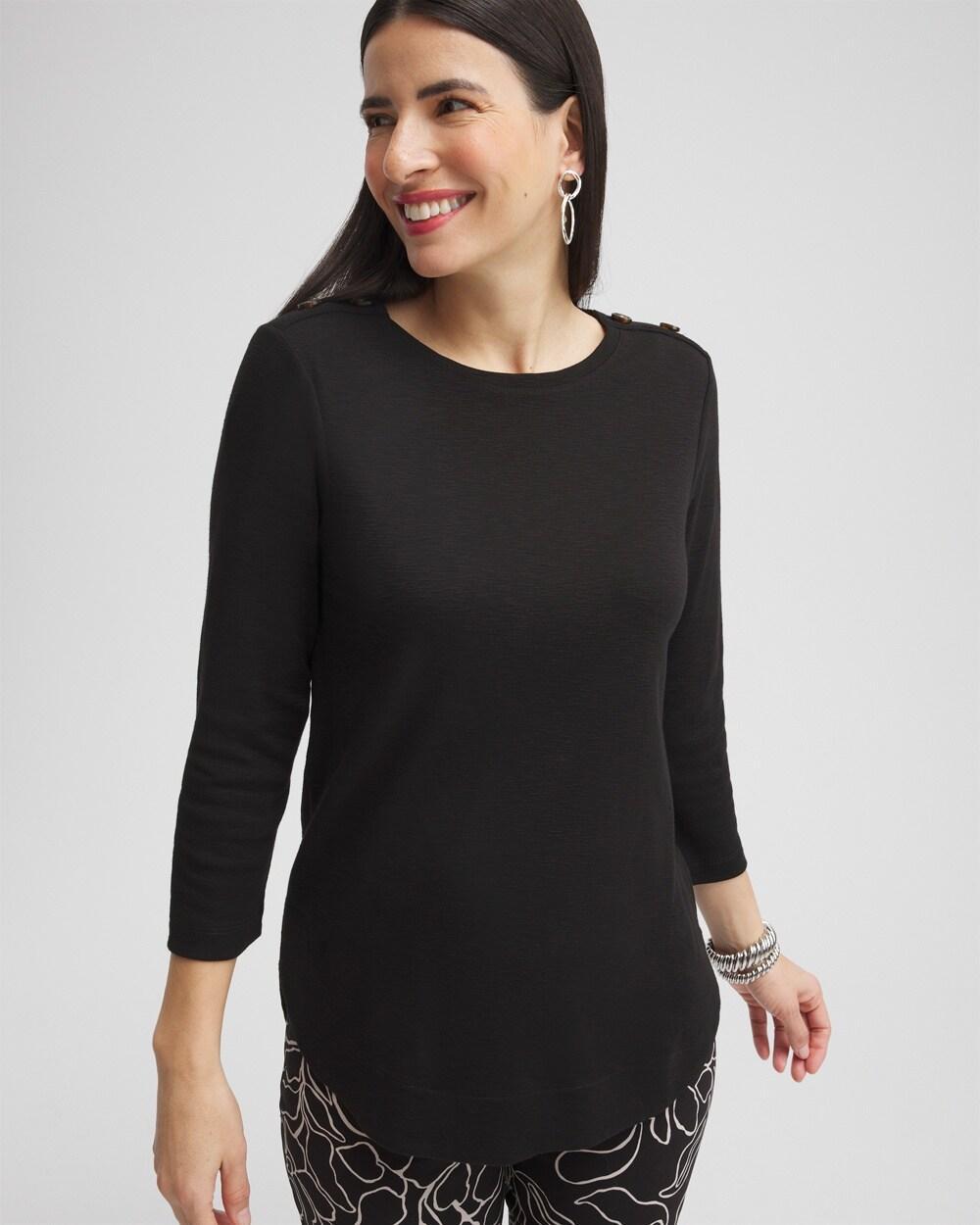 Button Trim Ribbed Tunic Product Image