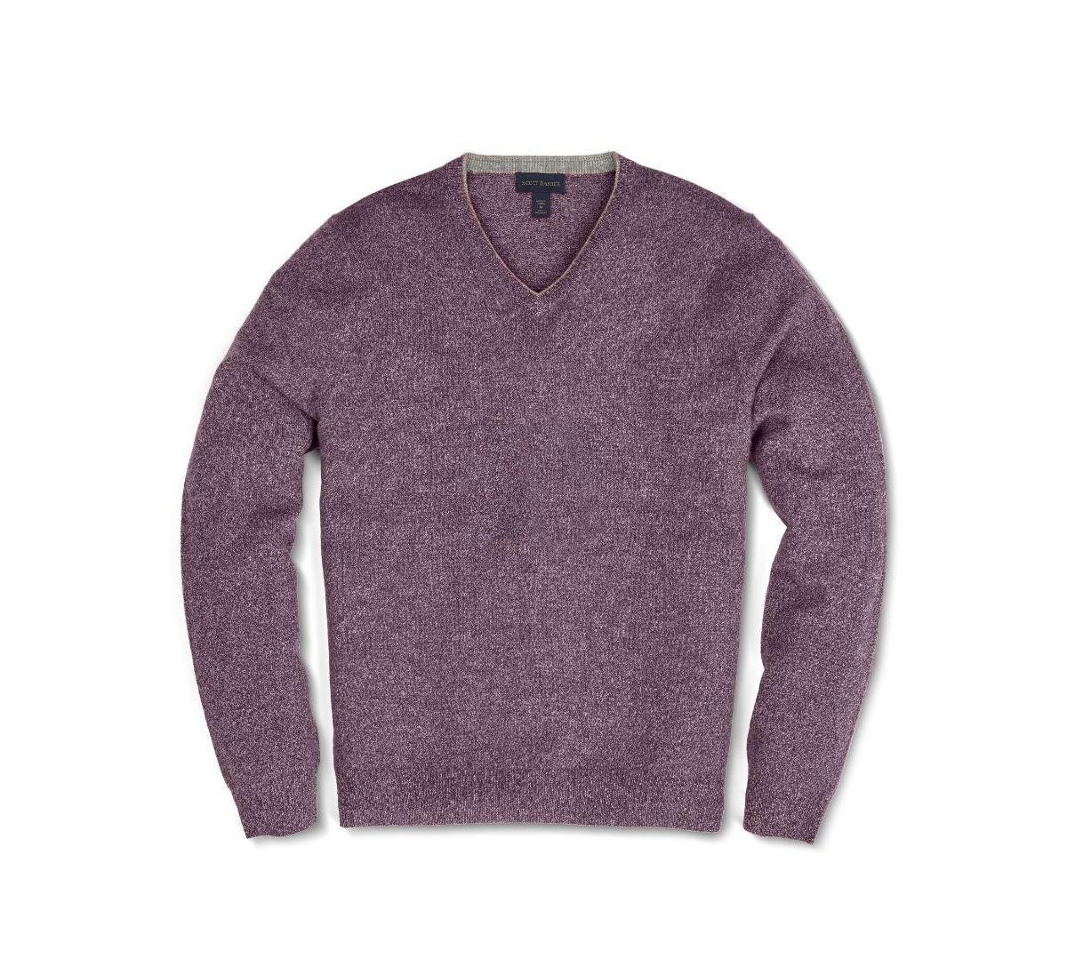 Scott Barber Mens Marled Cashmere Vee Sweater Product Image