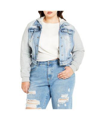 Plus Size Denim Street Jacket Product Image