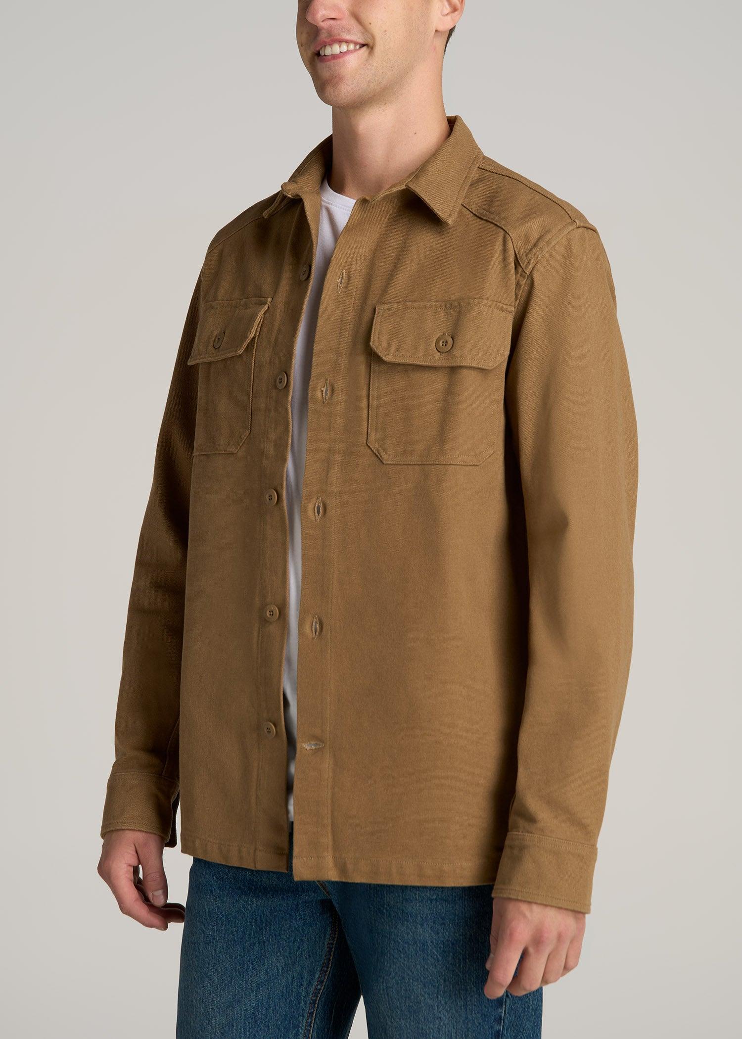 LJ&S Canvas Shirt Jacket for Tall Men in Sahara Male Product Image