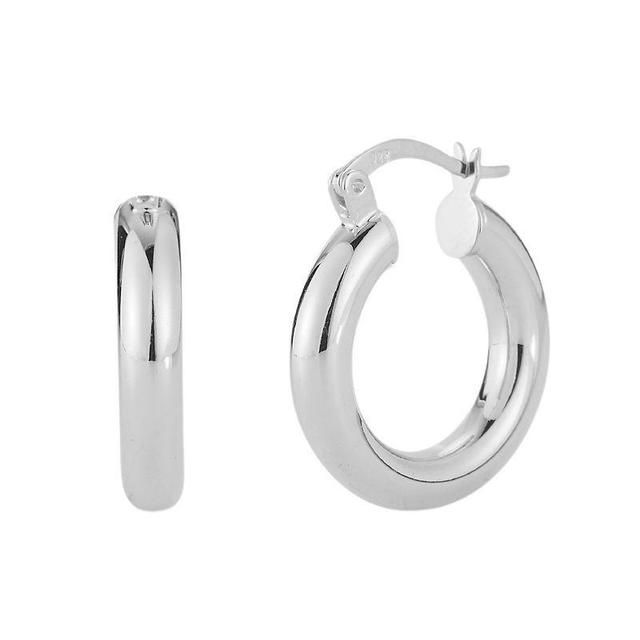 Sunkissed Sterling Tube Hoop Earrings, Womens, Silver Tone Product Image