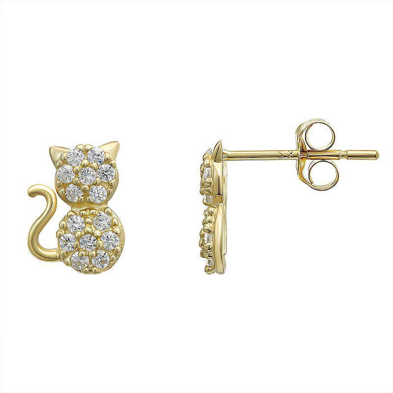 Taylor Grace 10k Gold Cubic Zirconia Cat Stud Earrings, Womens Product Image