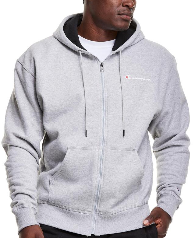 Champion Mens Powerblend Standard-Fit Logo-Print Full-Zip Fleece Hoodie Product Image