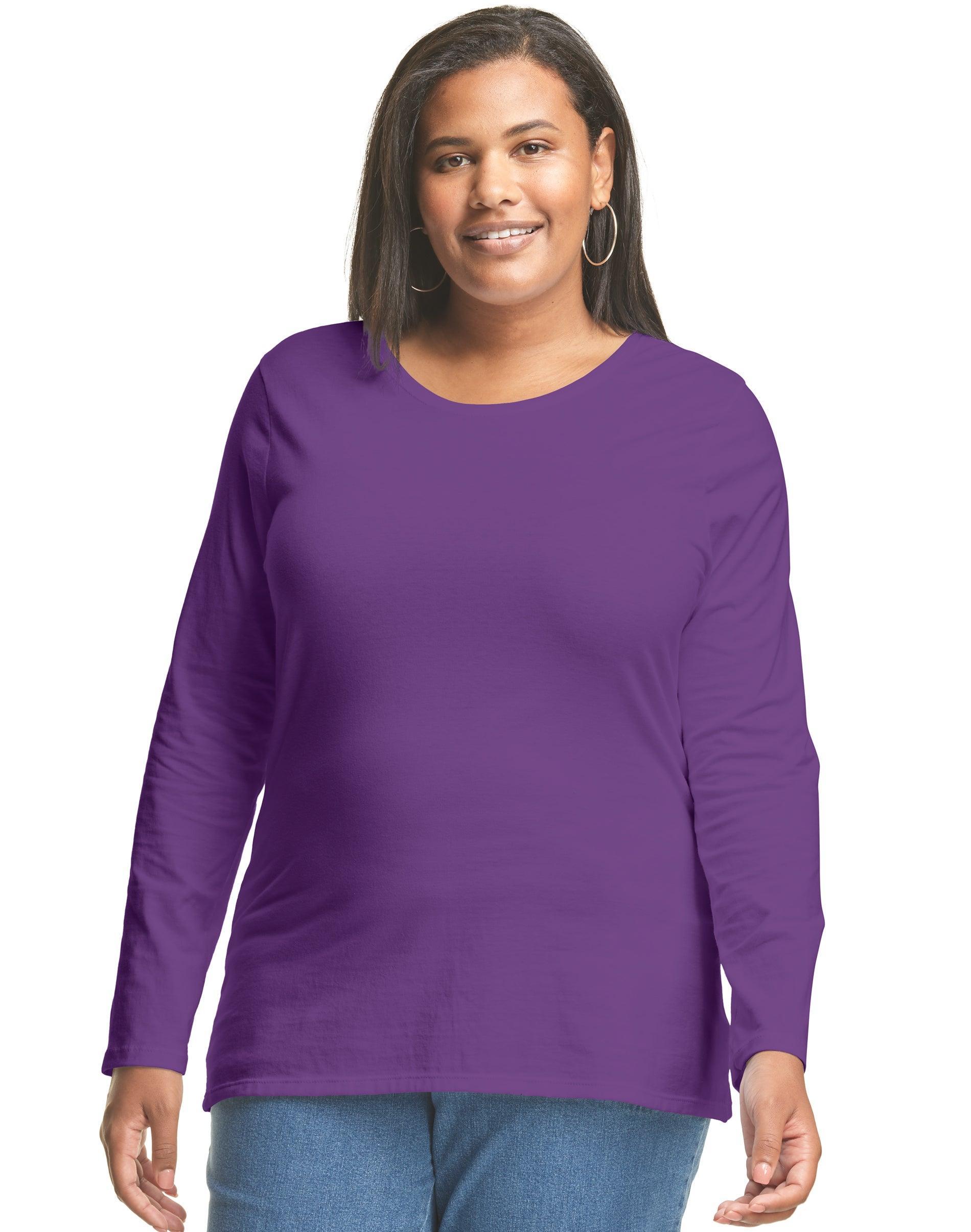 Just My Size JMS Long-Sleeve Scoop-Neck 100% Cotton Womens Tee Deep Dive 5X Product Image