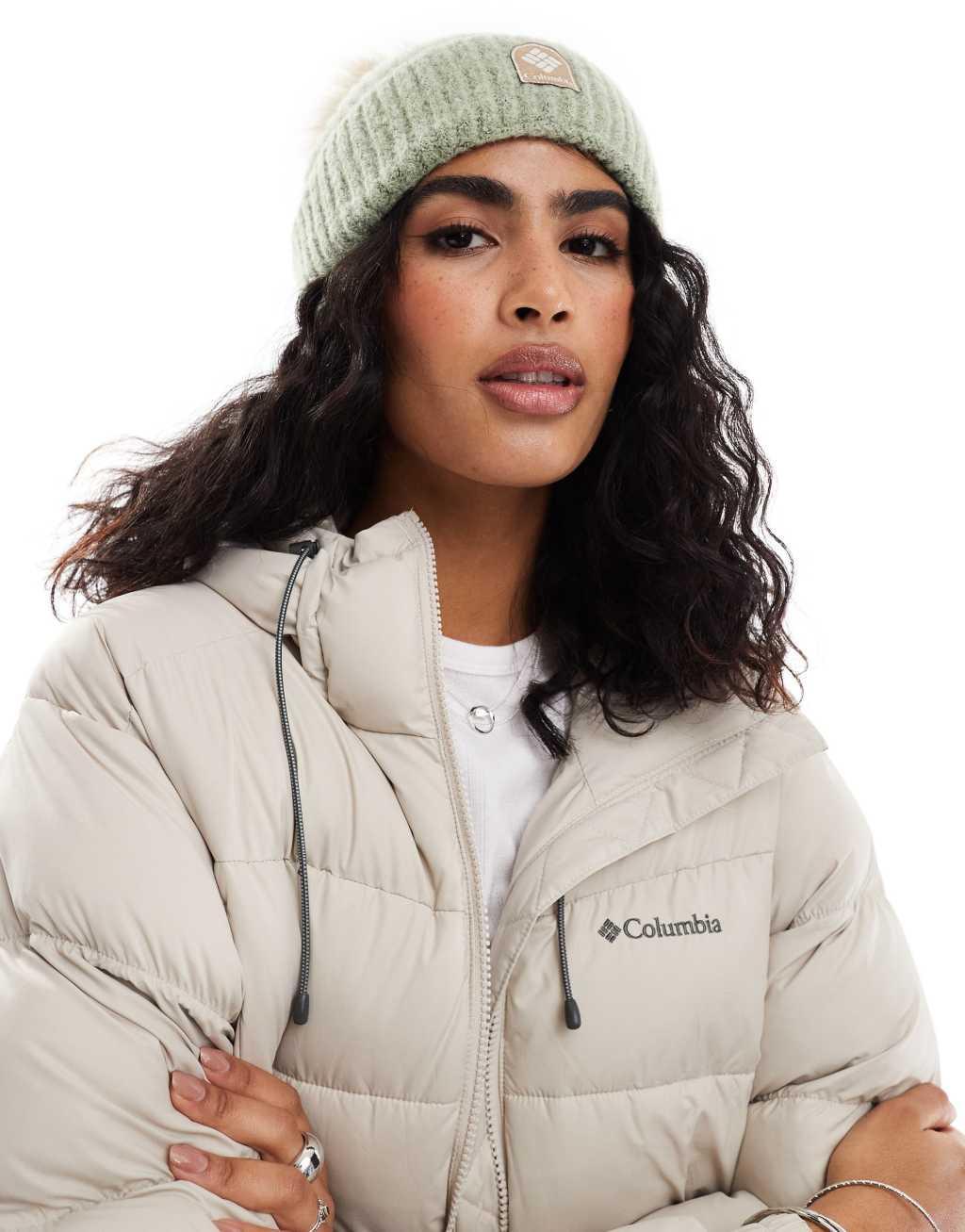 Columbia Winter blur pom pom beanie in safari and chalk Product Image