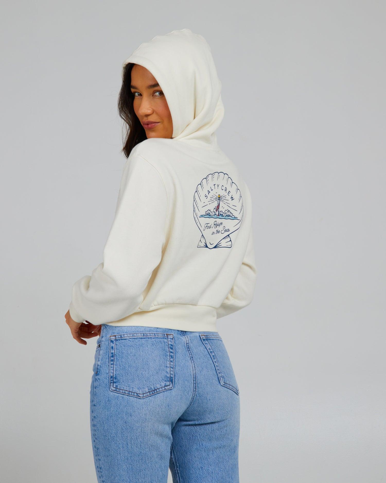 Scallop Crop Hoody - Off White Product Image