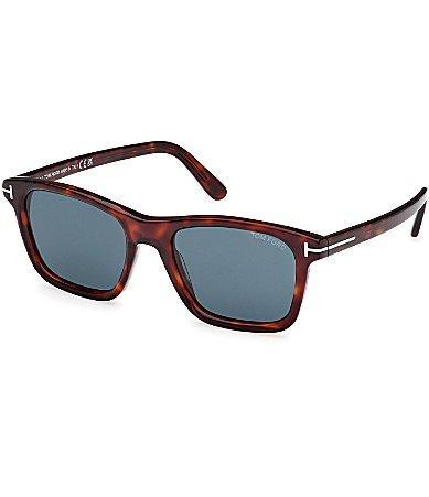 TOM FORD Mens Barron 54mm Tortoise Frame Square Sunglasses - Shiny Red Havana/Dark Teal Product Image