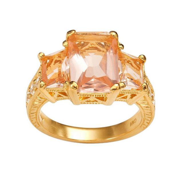 Sophie Miller 14k Gold Over Silver Simulated Morganite & Cubic Zirconia Ring, Womens Pink Product Image