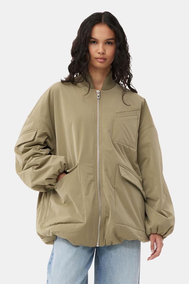 Green Light Twill Oversized Bomber Jacket Product Image