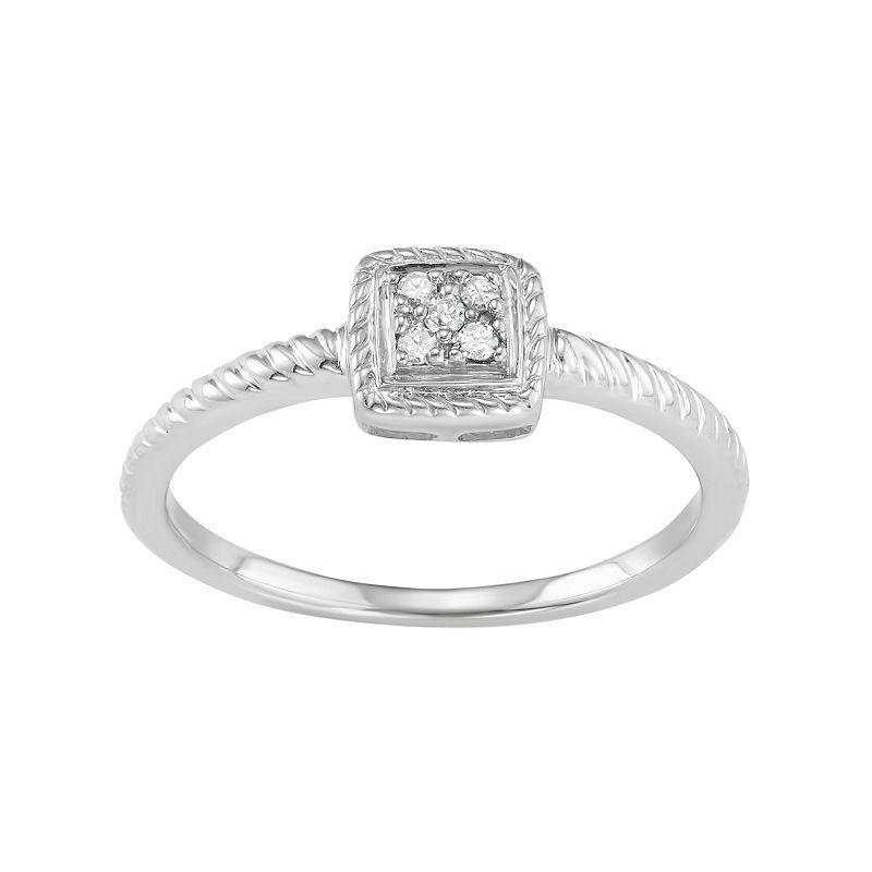 Sterling Silver Diamond Accent Twist Halo Ring, Womens White Product Image