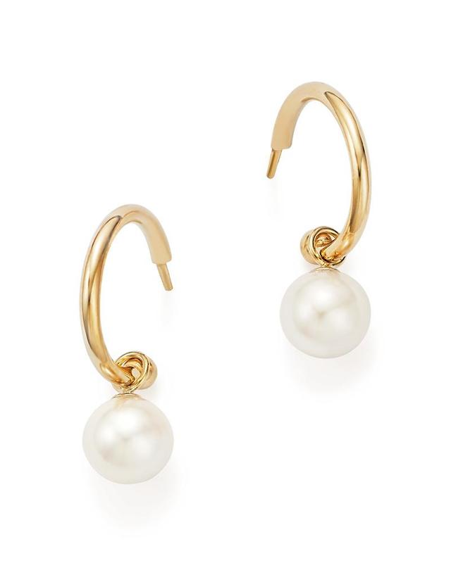 Saks Fifth Avenue Made in Italy Saks Fifth Avenue Women's 14K Yellow Gold & Pearl Drop Earrings  - female - Size: one-size Product Image