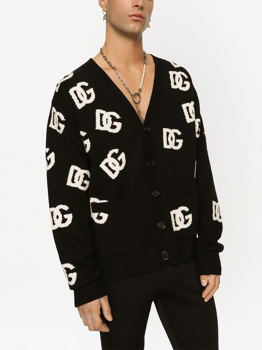 Intarsia-knit Logo Cardigan In Black Product Image