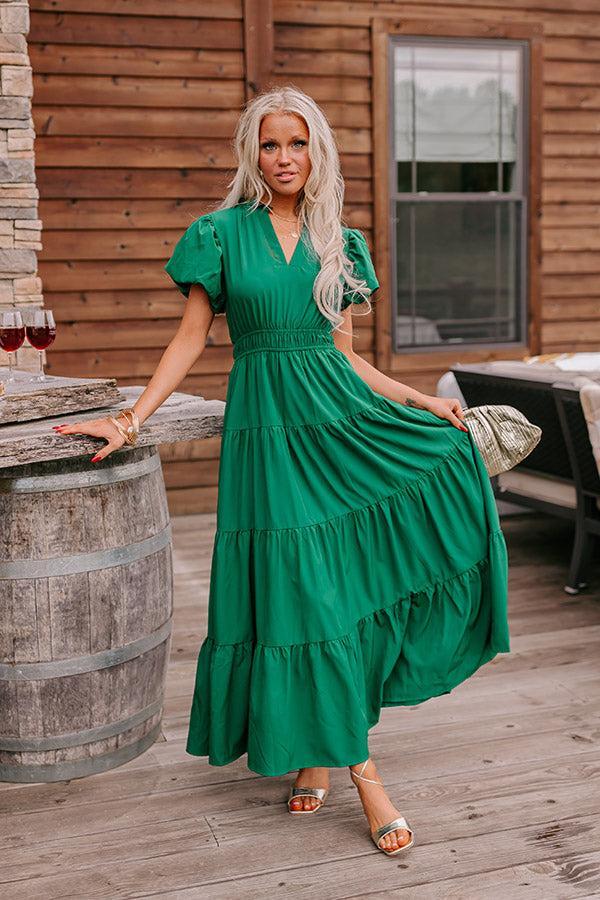 Simply Sweet Maxi Dress in Hunter Green Product Image