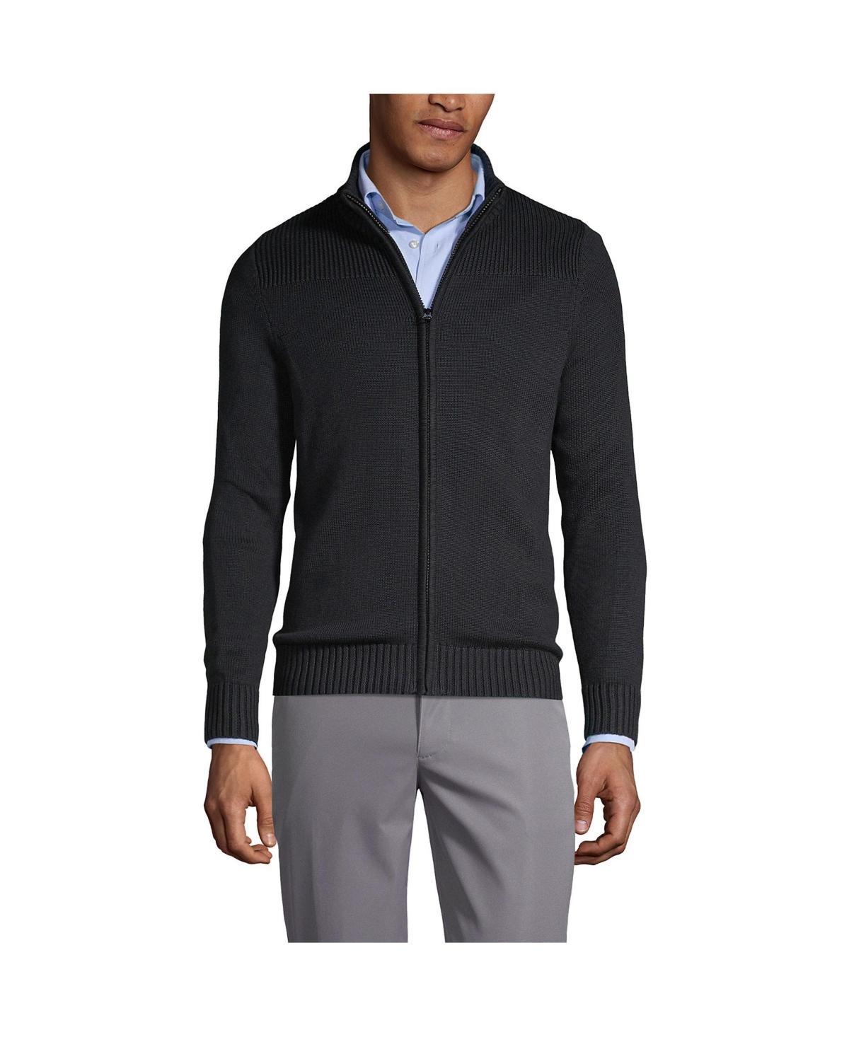 Lands End Mens School Uniform Cotton Modal Zip Front Cardigan Sweater Product Image