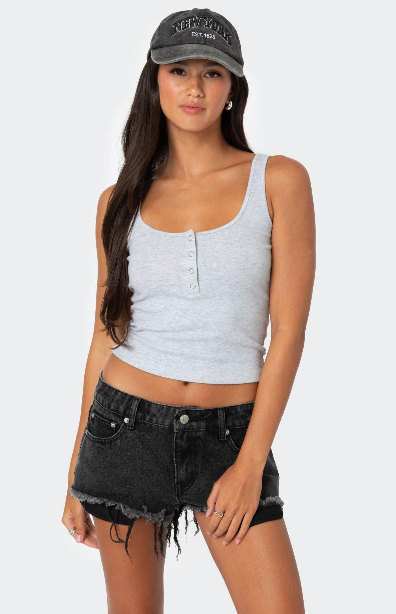 Edikted Women's Tiana Henley Tank Top Product Image