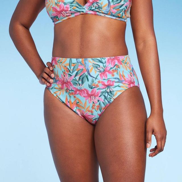 Womens Tropical Print High Waist Medium Coverage Bikini Bottom - Kona Sol Multi Product Image