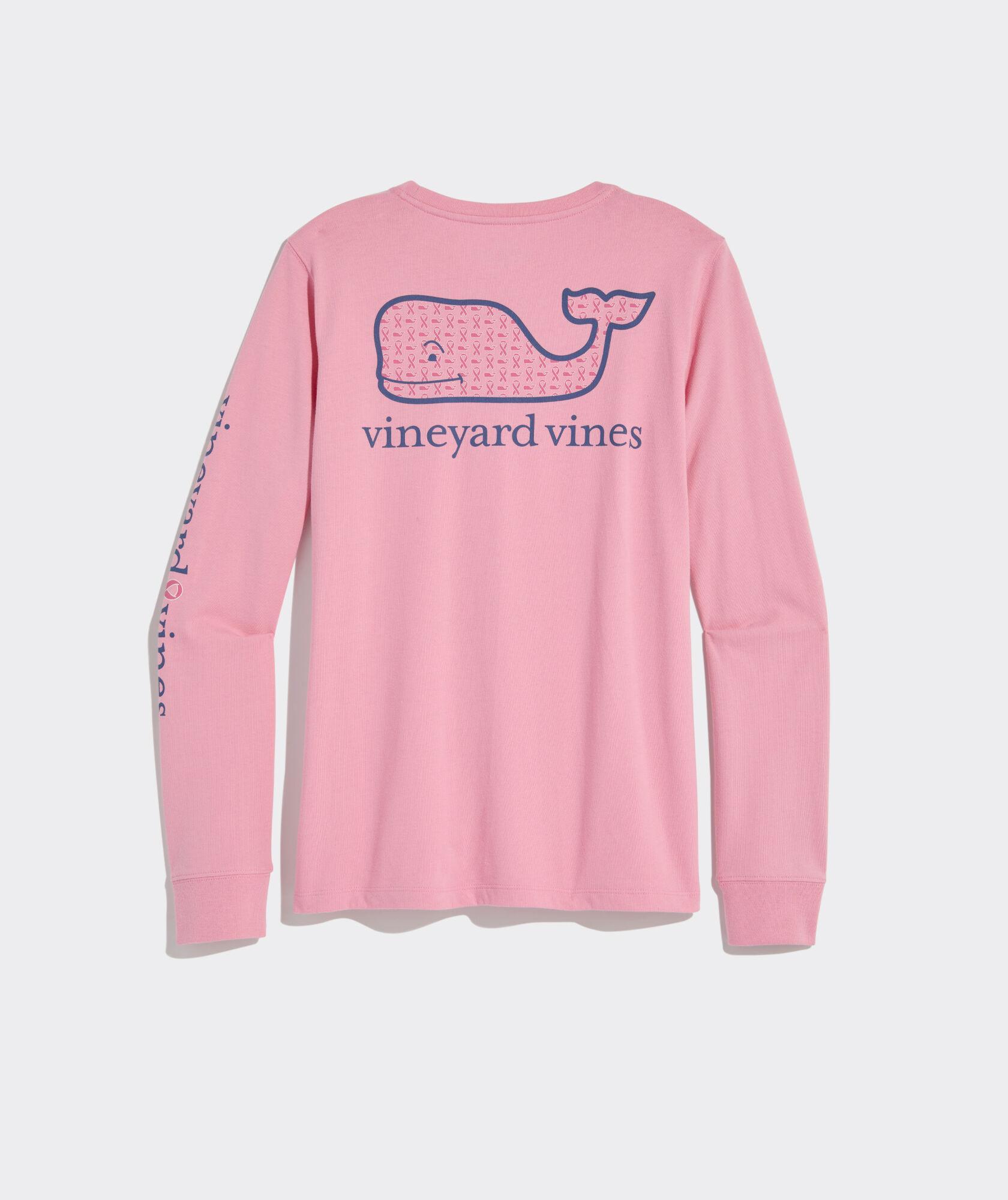 Women's Breast Cancer Awareness Ribbon Whale Long-Sleeve Pocket Tee Product Image