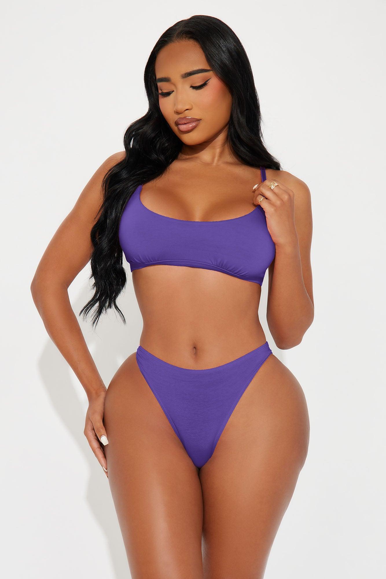 Nova Cotton High Leg Bikini Panty - Purple Product Image