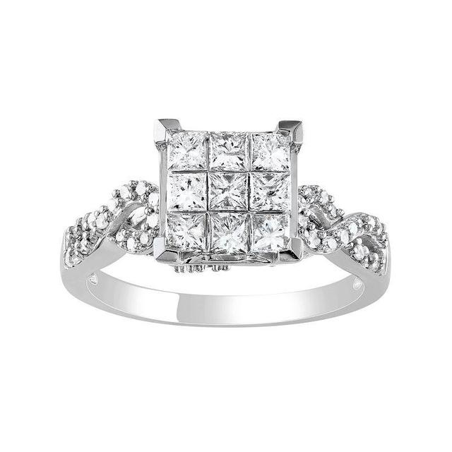 Stella Grace 10k White Gold 1 Carat T.W. Diamond Square Ring, Womens 10k Whgold Product Image