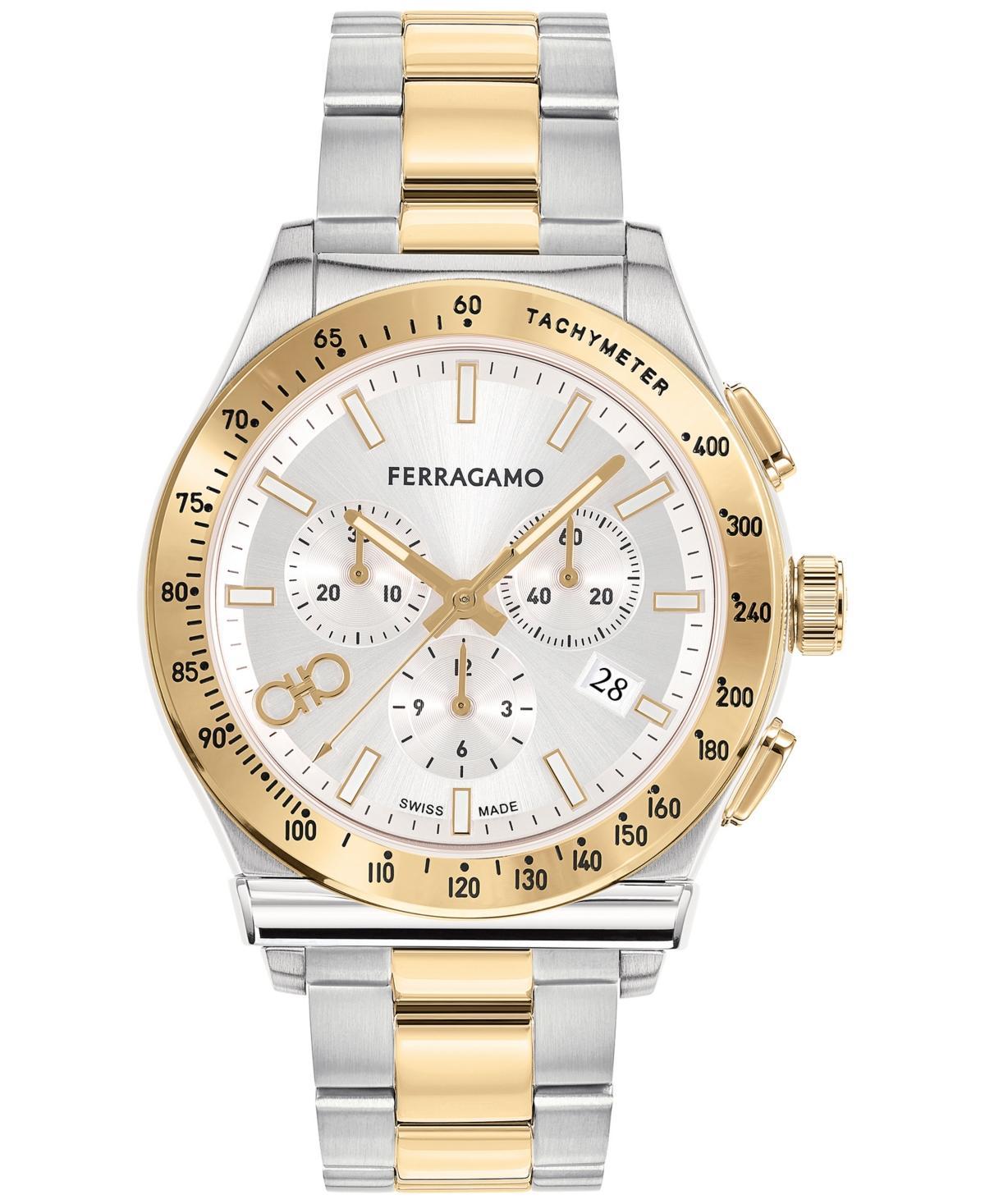 Salvatore Ferragamo Mens 1927 Swiss Chronograph Two-Tone Stainless Steel Bracelet Watch 42mm Product Image