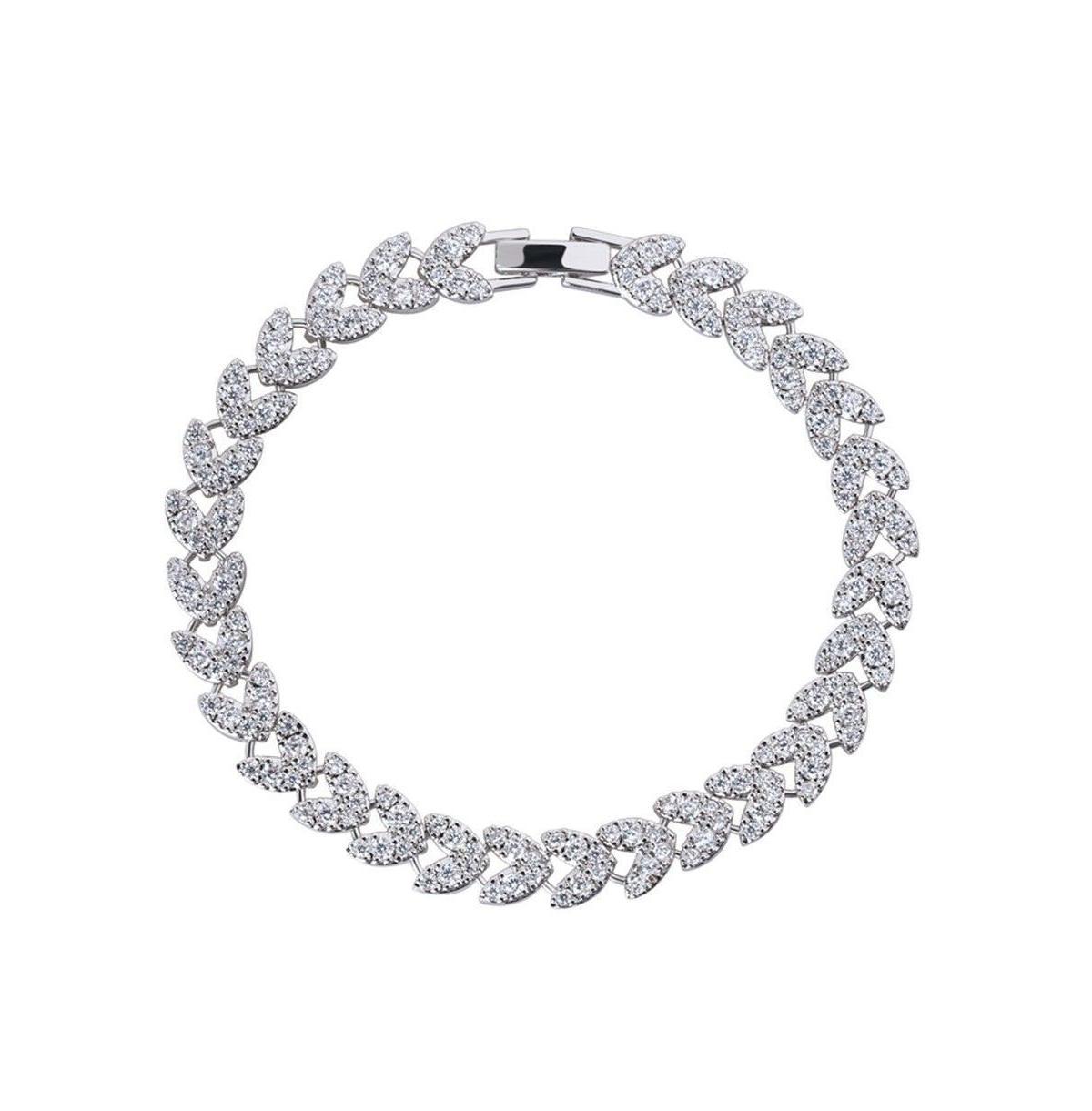 Heart Cz Tennis Bracelet with White Diamond Cubic Zirconia for Women Product Image