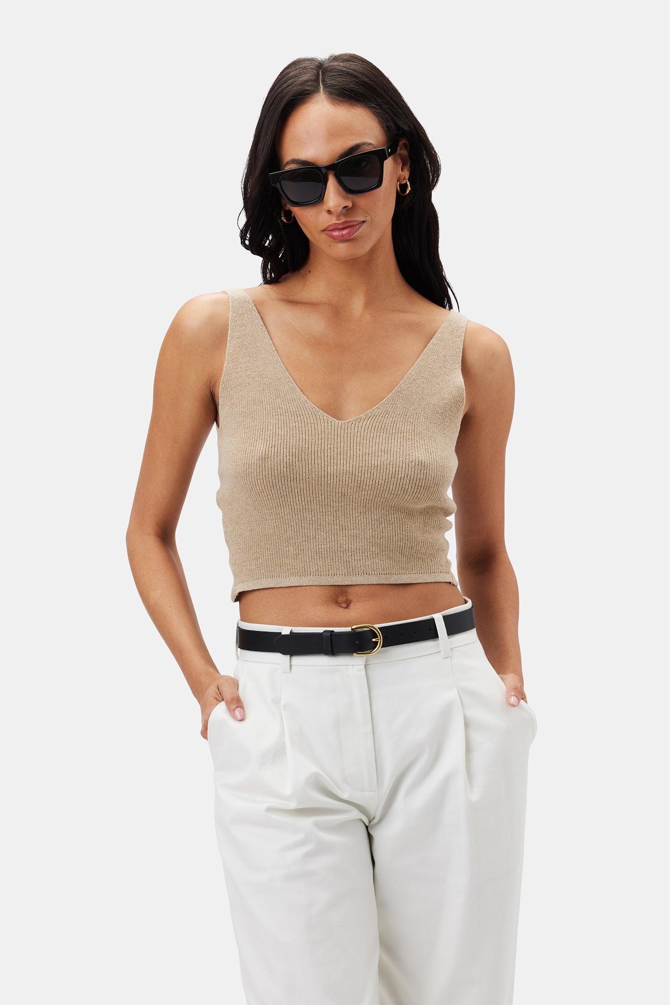 Finn Crop Tank - Light Oatmeal Product Image