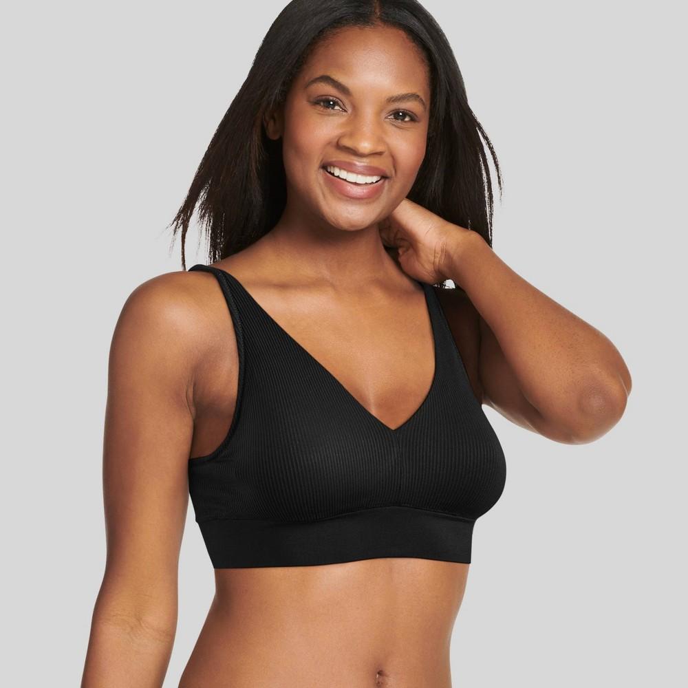 Jockey Generation Womens Recycled Seamfree Ribbed Plunge Bralette - Black XXL: Eco-Friendly, Wire-Free, Seamless, Comfort Fit Product Image