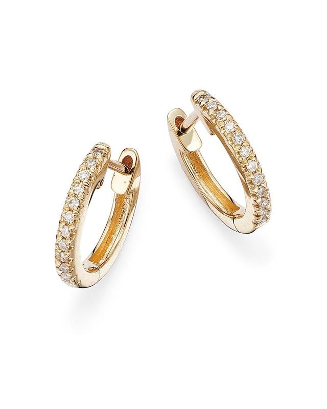 Moon & Meadow 14K Yellow Gold Diamond Small Huggie Hoop Earrings - 100% Exclusive Product Image