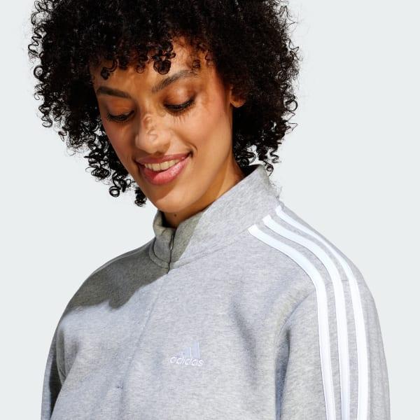 Essentials 3-Stripes Fleece Quarter-Zip Sweatshirt Product Image