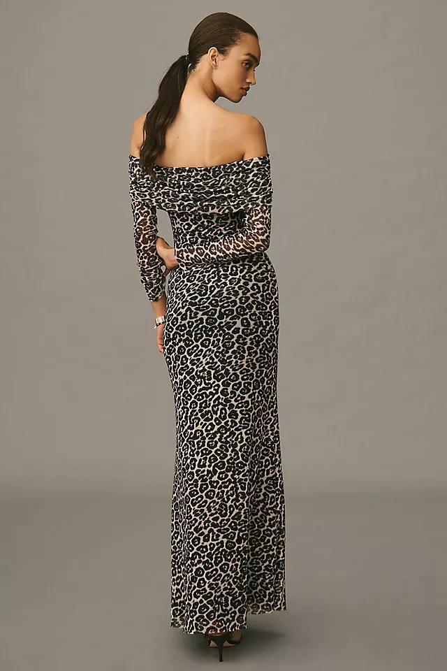 AFRM Long-Sleeve Off-The-Shoulder Mesh Maxi Dress Product Image