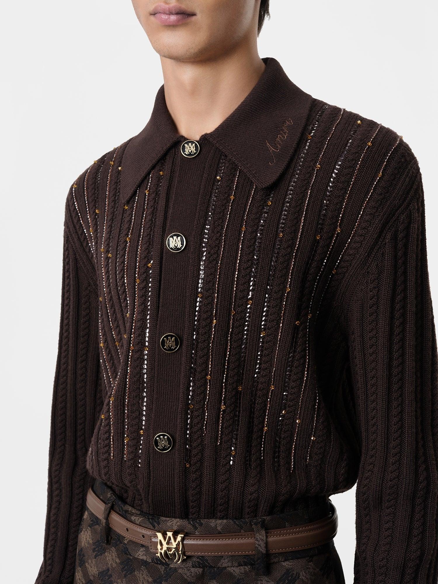 LONG SLEEVE POLO - Dark Brown Male Product Image