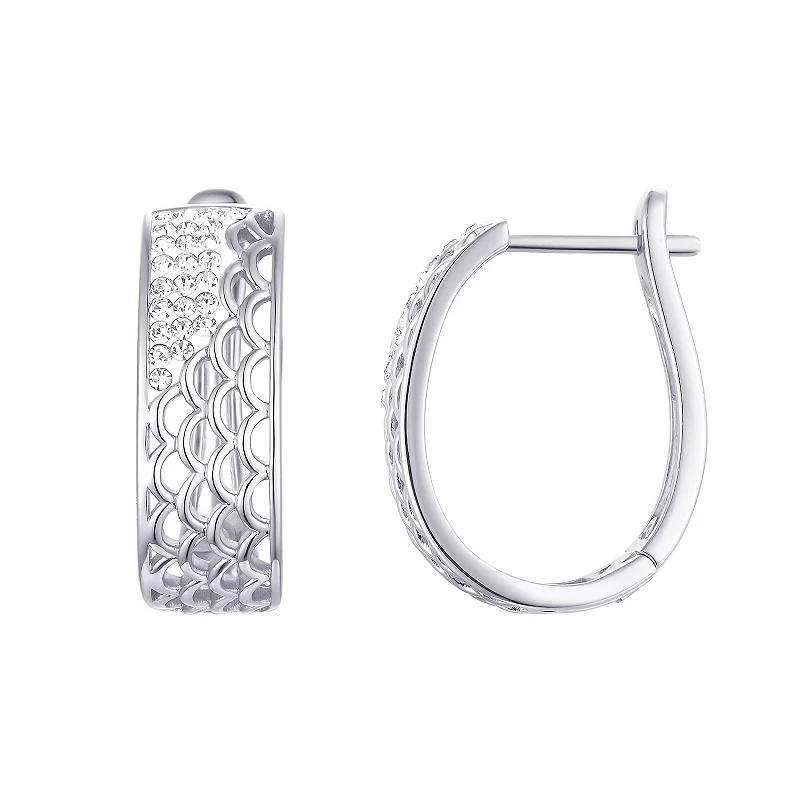 Chrystina Fine Silver Plated Crystal Filigree Oval Hoop Earrings, Womens, Silver Tone Product Image