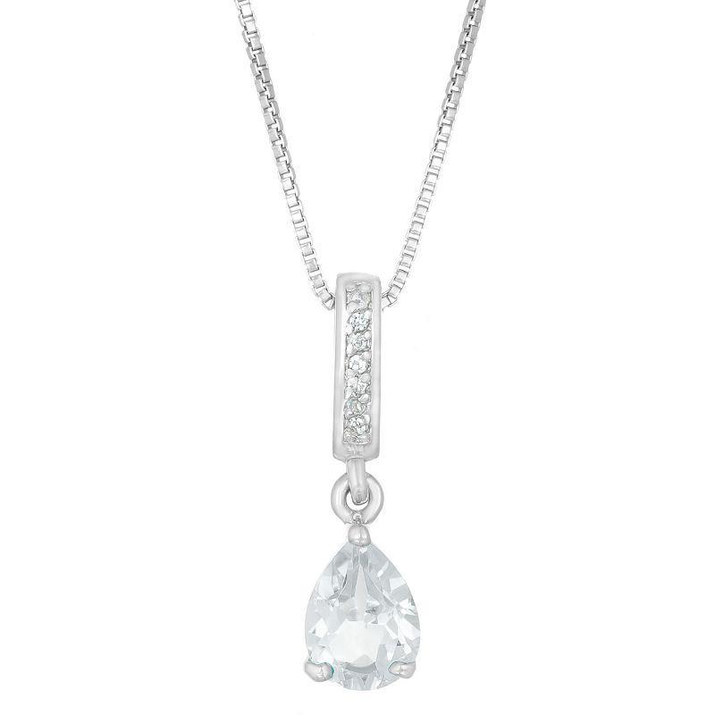 Gemminded Sterling Silver White Topaz Pendant Necklace, Womens Product Image