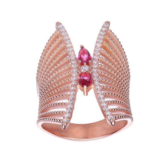 18k Rose Gold Over Sterling Silver Cubic Zirconia Butterfly Set Ring, Womens Pink Tone Product Image