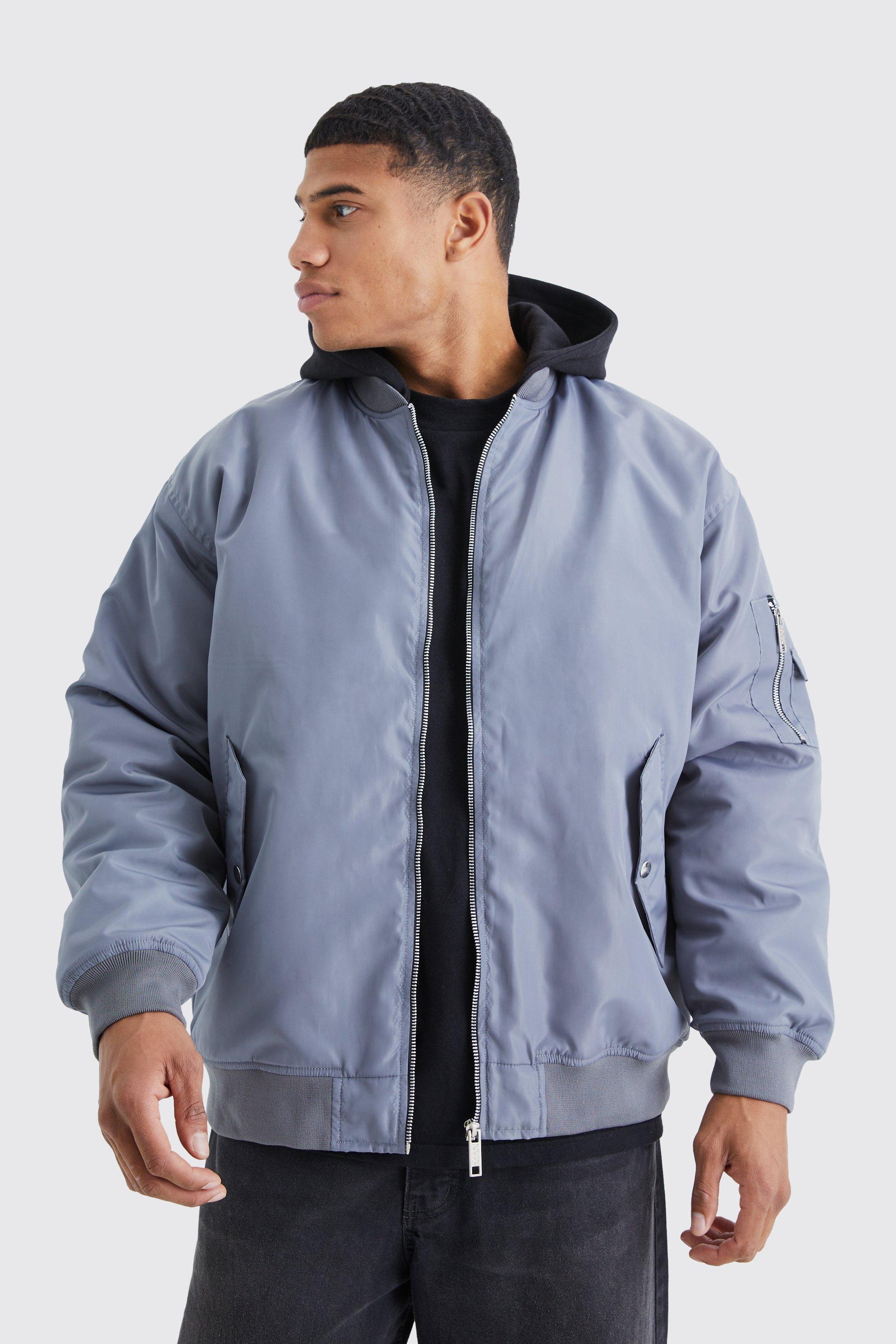 Oversized Ma1 Bomber Jacket With Jersey Hood | boohooMAN USA product image