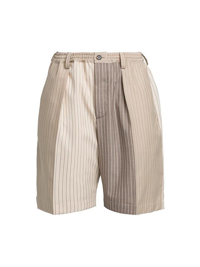 Mens Pinstriped Wool Shorts Product Image