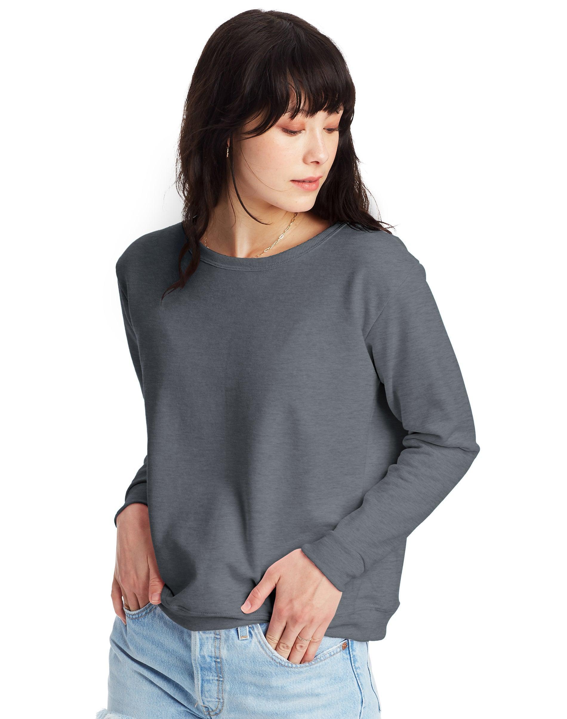 Hanes EcoSmart Womens Fleece Crewneck Sweatshirt Slate Heather 2XL Product Image