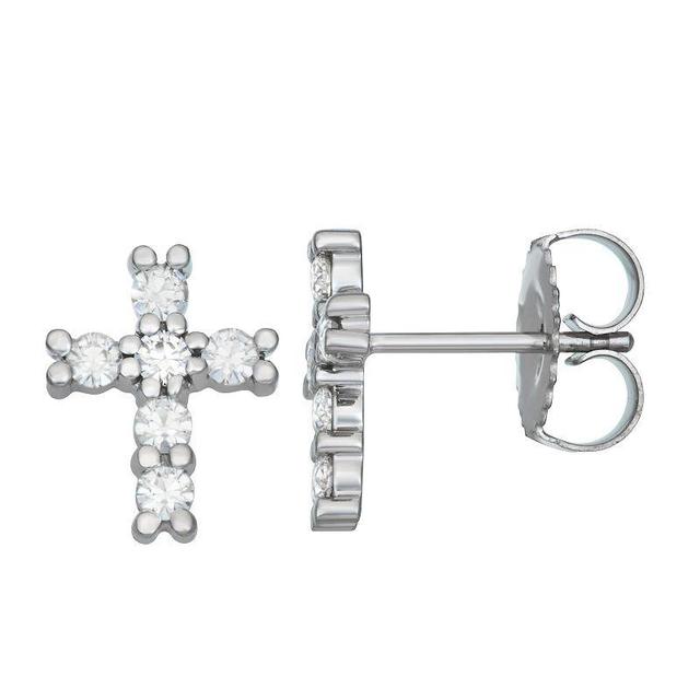 Charles & Colvard 0.36 Ct. T.w. Lab Created Moissanite Cross Stud Earrings In 14K Gold Product Image